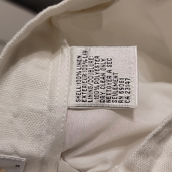Talbots Irish Linen Pants Womens Sz 12 Petites White Tappered Lined Summer VTG - Picture 8 of 8
